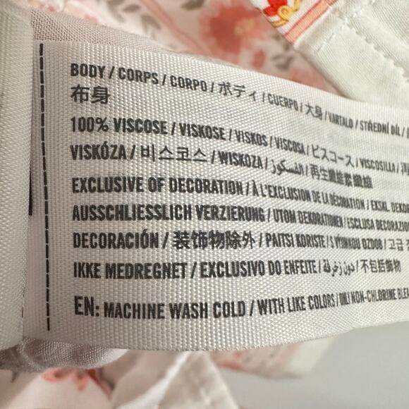 Amercrombie & Fitch Men's White Orange Hawaiian Floral Camp Short Sleeve Shirt - Picture 5 of 8